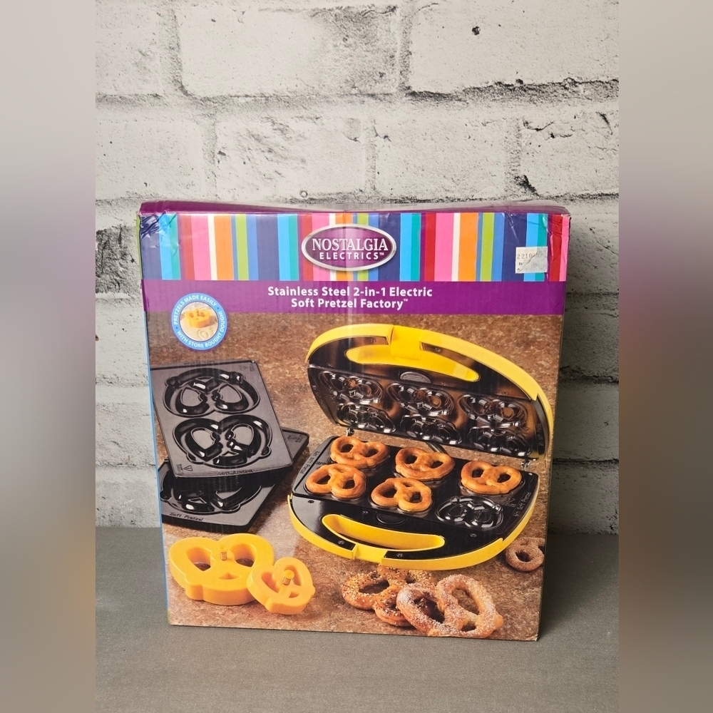 Nostalgia Electrics 2 in 1 Soft Pretzel Maker Yellow Retro Kitchen Appliance